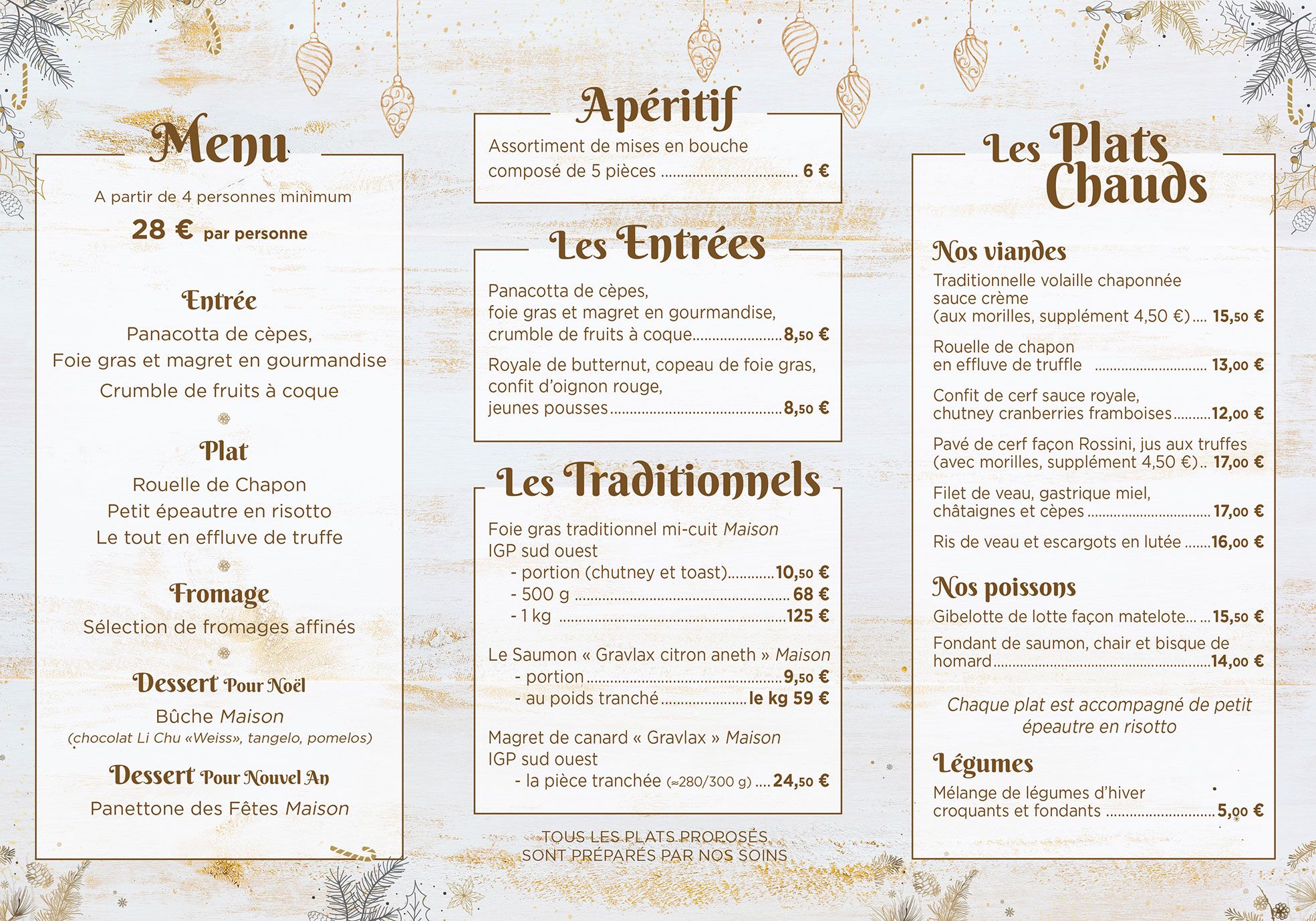 Menus de fin d'année du Ginkgo